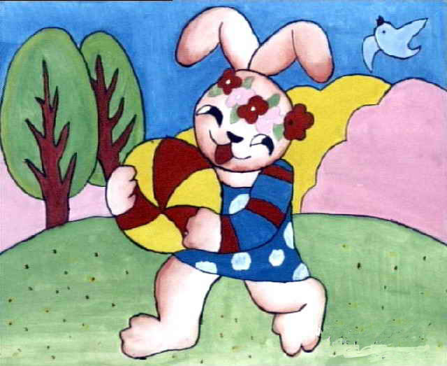 儿童画小白兔_六一儿童网