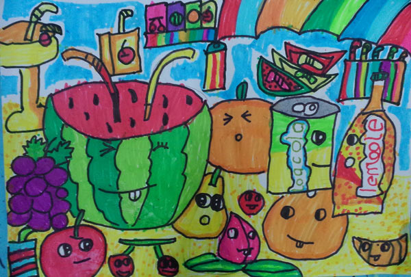 儿童画夏天的大西瓜