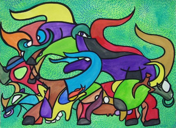 儿童画西班牙斗牛_六一儿童网