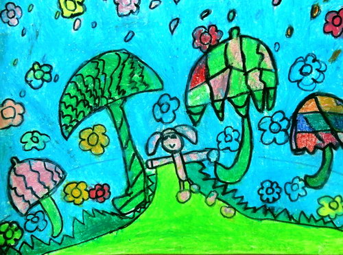 儿童画雨的印记_六一儿童网