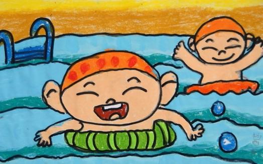 儿童画我在学游泳_六一儿童网