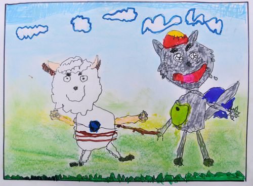 儿童画喜羊羊与灰太狼