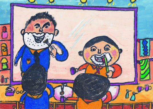 儿童画我爱刷牙_六一儿童网