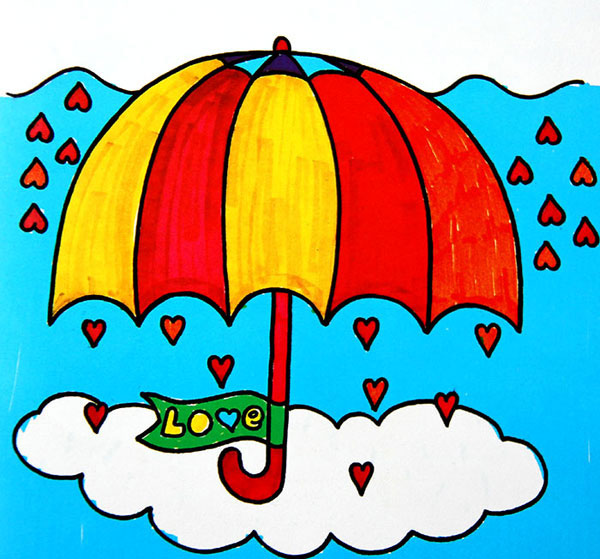 儿童画小雨伞真有用