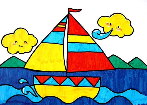 儿童画小帆船