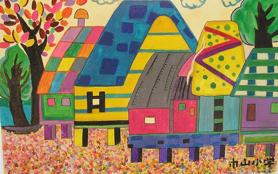 秋天的美景儿童画展示
