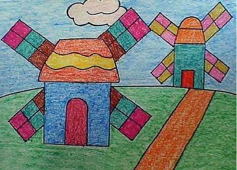 儿童画 风车的故事