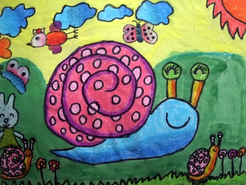 儿童画 慢吞吞地蜗牛
