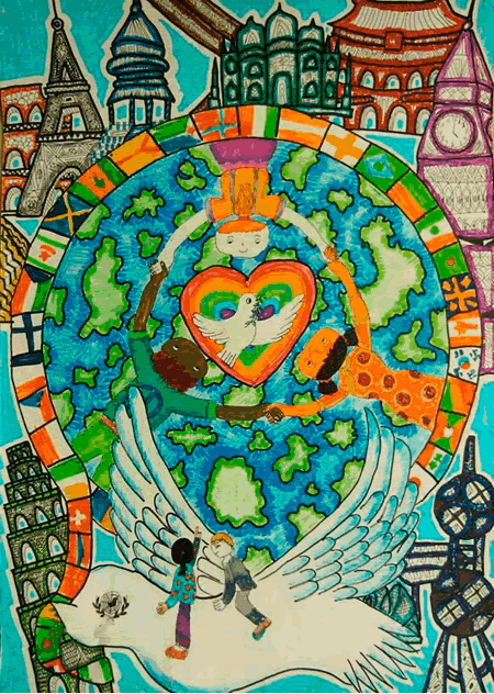 世界和平绘画作品儿童画_六一儿童网_(手机版)