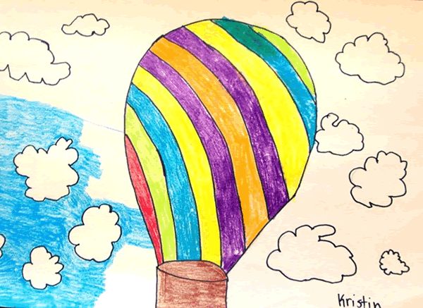 儿童画彩色热气球_六一儿童网
