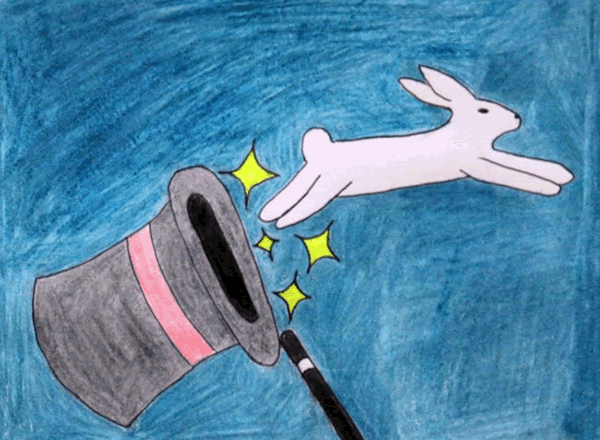 儿童画魔术帽里的小兔子_六一儿童网