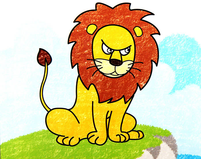 儿童画愤怒的狮子