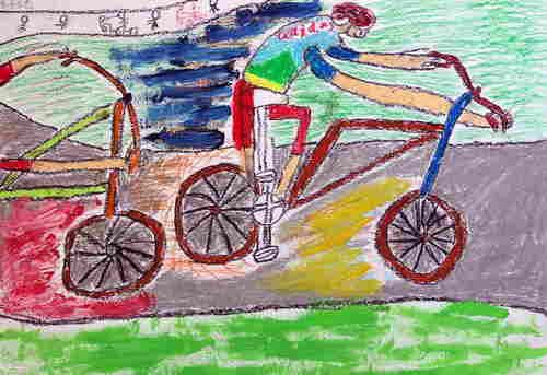 儿童画自行车比赛_六一儿童网