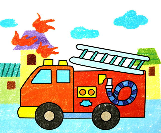 火警消防车儿童画_六一儿童网_(手机版)
