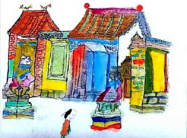 中国古建筑儿童画_六一儿童网_(手机版)