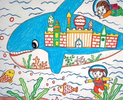 神奇的鲸鱼儿童画_六一儿童网_(手机版)