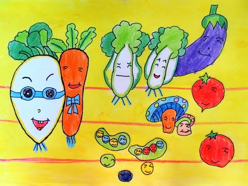 蔬菜乐园儿童画_六一儿童网_(手机版)
