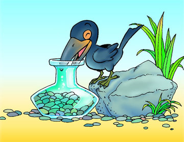 乌鸦喝水四连画