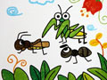 儿童绘画作品昆虫开会