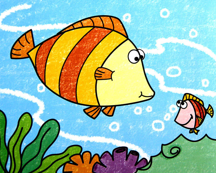 儿童水彩画教程:如何画小鱼