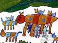 儿童绘画作品《小猫一家》