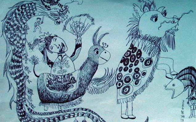 儿童画欢腾元宵节