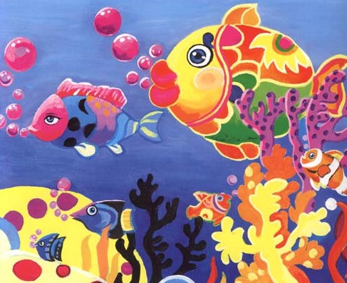 彩鱼铅笔画_儿童画的作品图片观赏