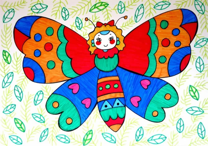 儿童画美丽的花蝴蝶_六一儿童网