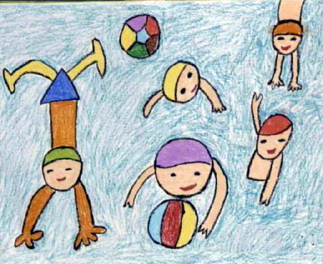 游泳儿童画