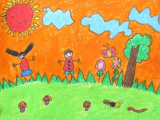 拥抱春天儿童画_六一儿童网_(手机版)