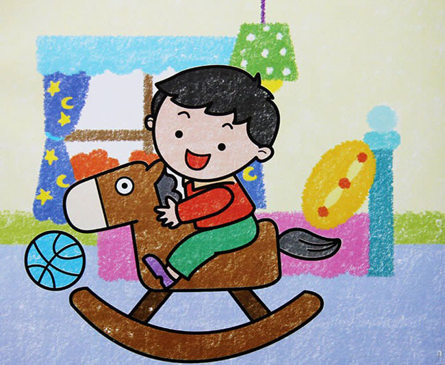 儿童画玩耍的小朋友