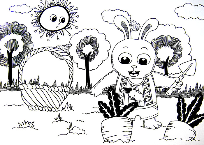 小兔子拔萝卜小兔子拔萝卜绘画图片兔子拔萝卜画